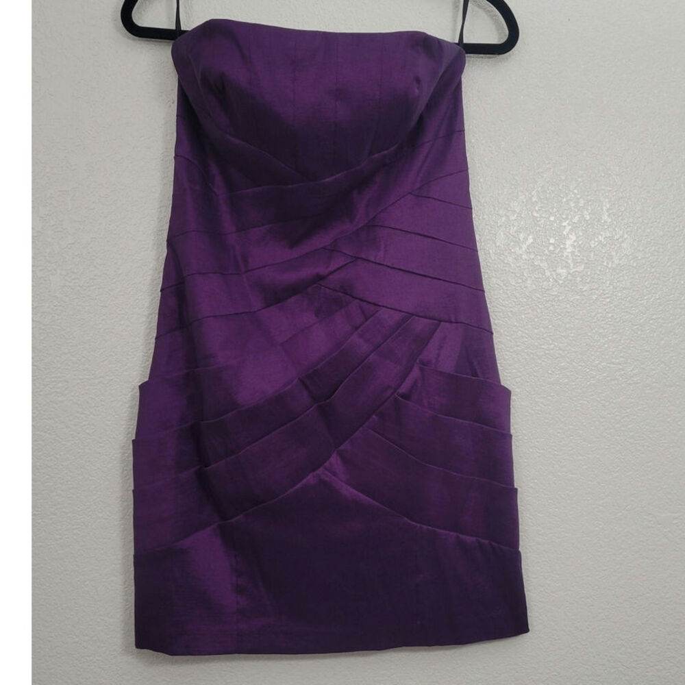 Jessica McClintock Y2K Purple Strapless Formal Cocktail Dress Size 10 Boned